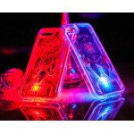 Wholesale iPhone 7 LED Flash Design Liquid Star Dust Case (Eiffel Tower Hot Pink)